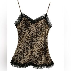 Y2K Charlotte Leopard Woman’s Babydoll Fairy  100% Silk  Tank SZ  XL Adjustable